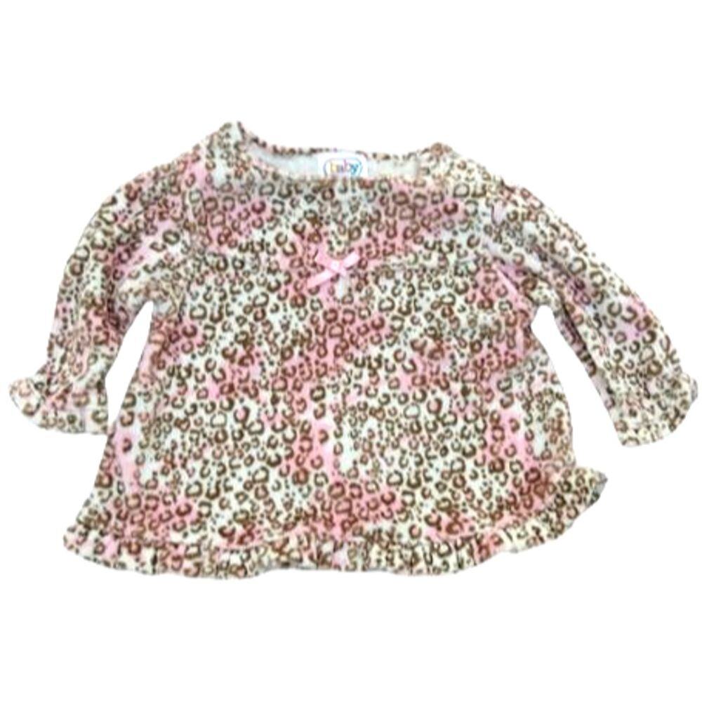 Baby Connection Velour Animal Print Top Long Slv